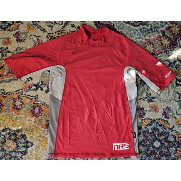 NRS Swimshirt Adult XXL Red Nylon Surf Rash Guard UPF 50 UV Sun Drysuit Top - Picture 1 of 8